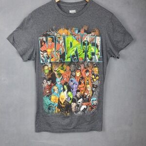 Marvel Shirt Mens Medium Gray‎ Comic Heroes Graphic Tee Avengers Hulk Iron Man
